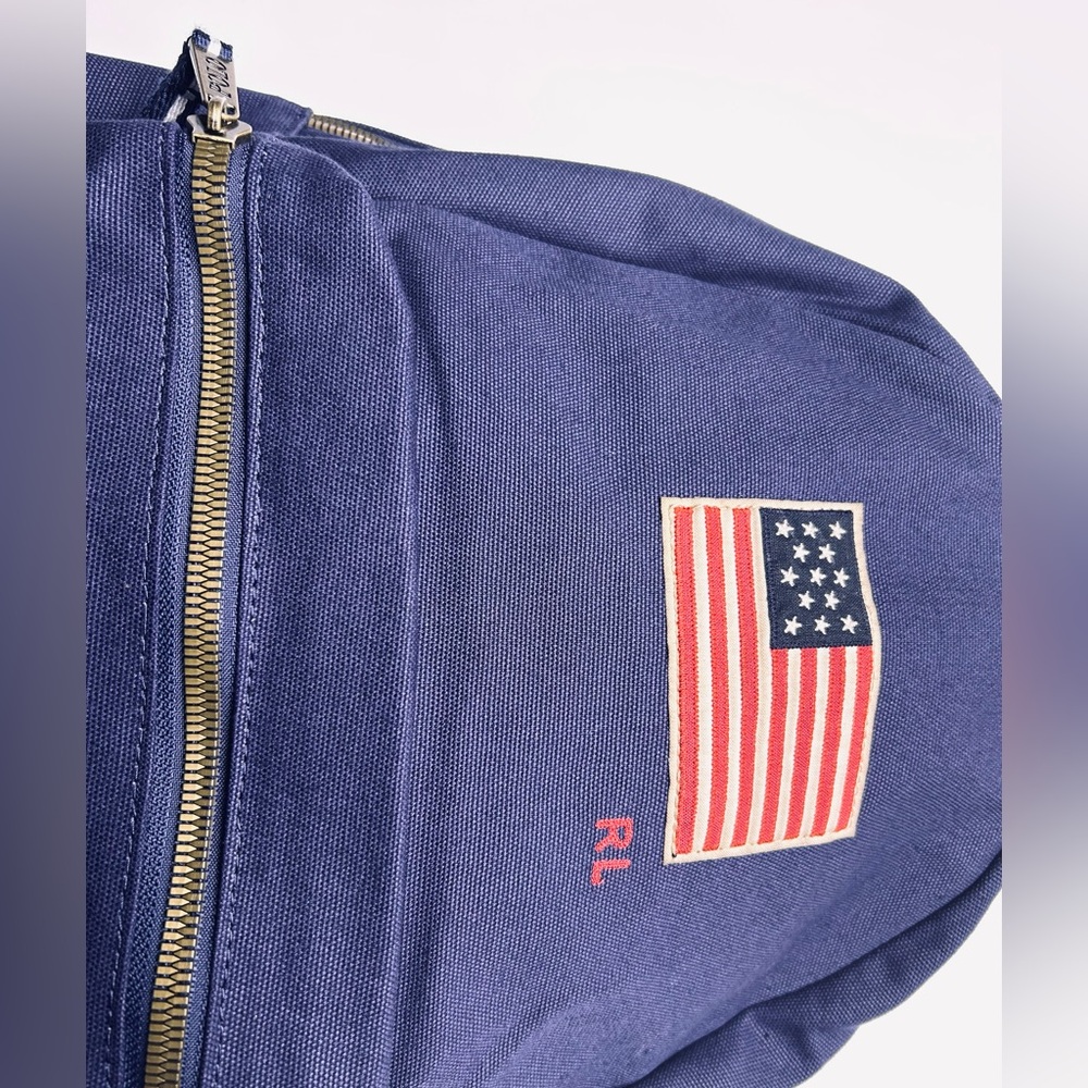 NWT Polo Ralph Lauren American flag canvas backpack Newport/Navy full-size - Picture 8 of 10